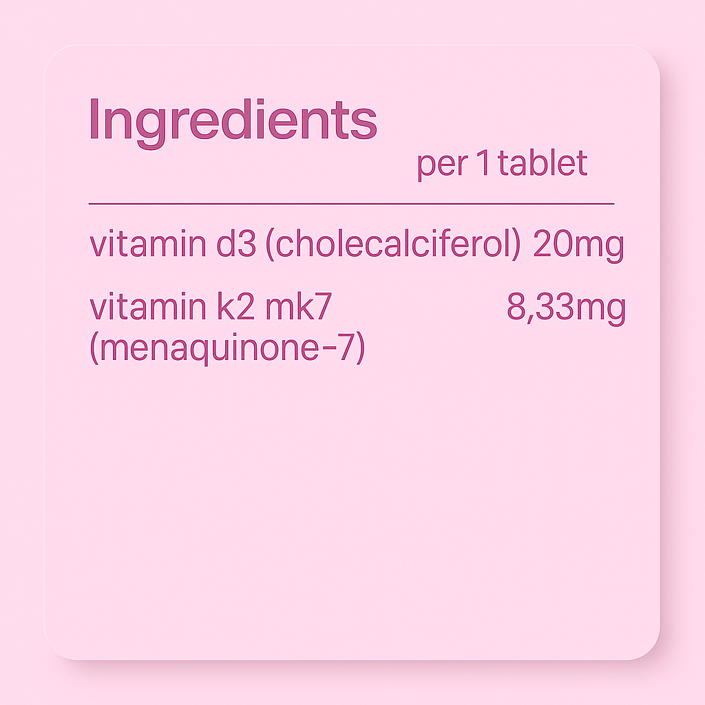 Vitamin D3 + K2 2000iu 30 tablets 1 month supply