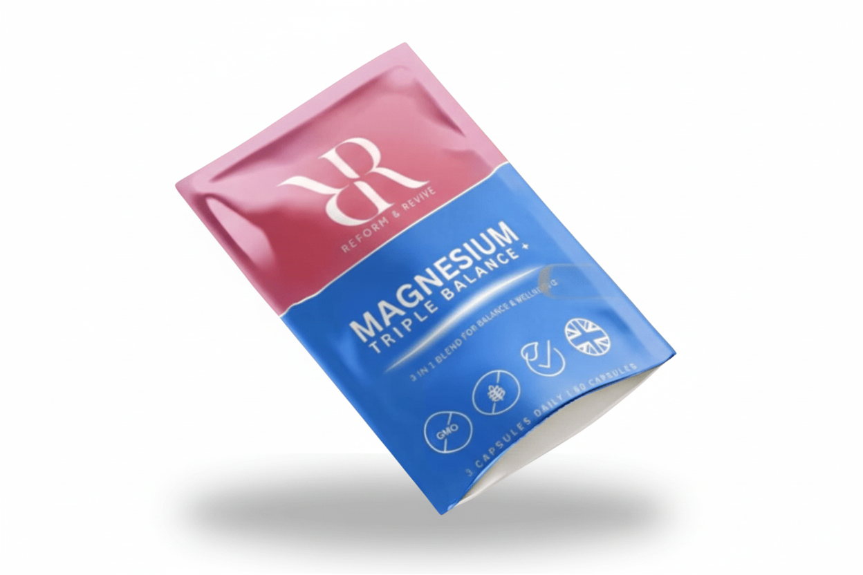 Reform & Revive Magnesium Complex 3-in-1 packaging with modern design and product details on the front.