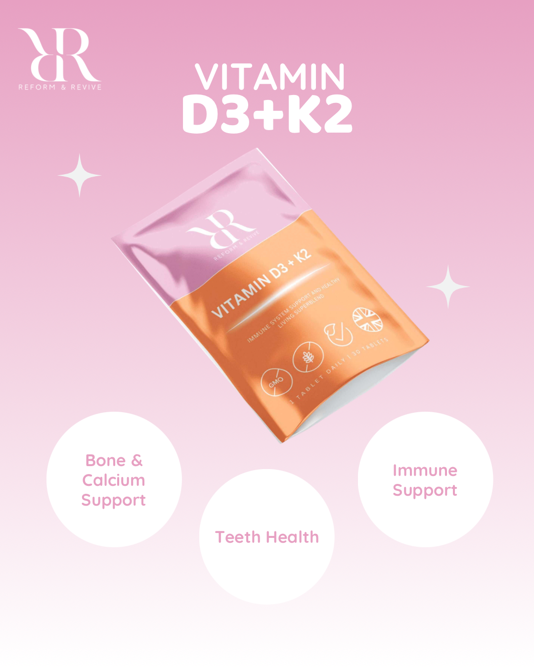 Vitamin D3 + K2 2000iu 30 tablets 1 month supply