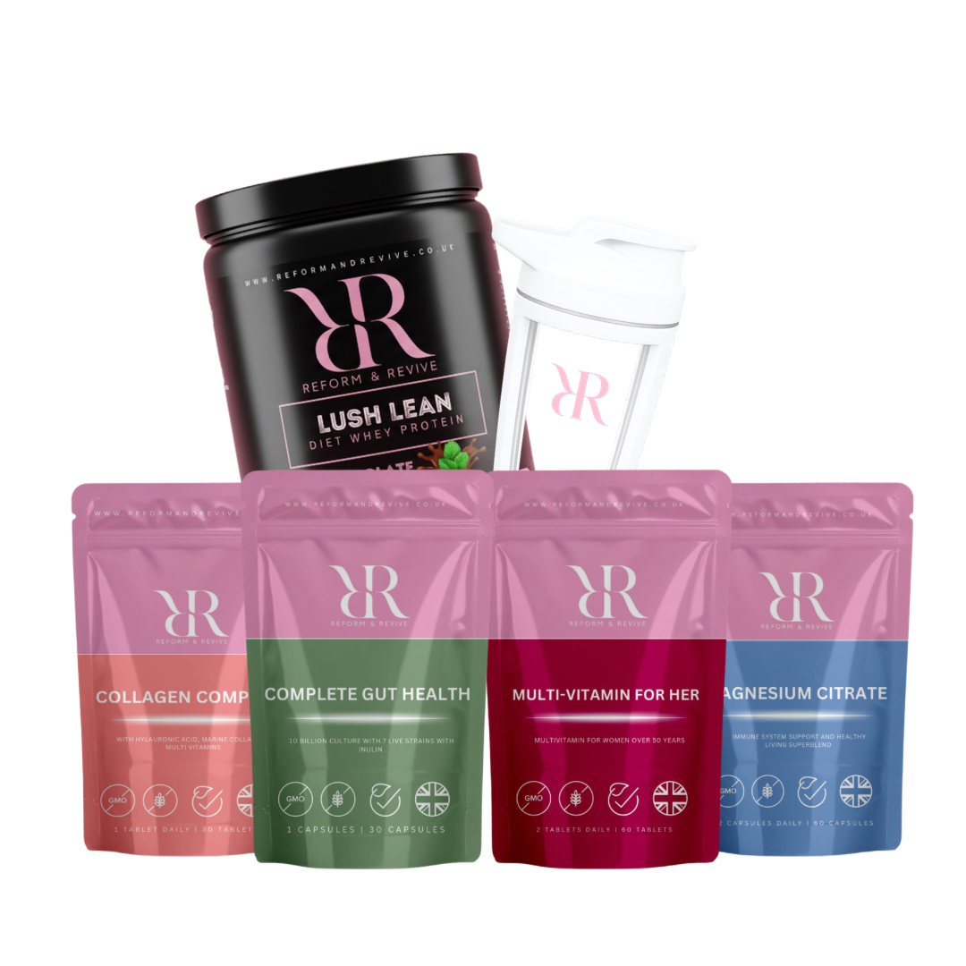 Wellness gift set featuring Lush Lean whey protein and daily essentials for everyday wellness support.