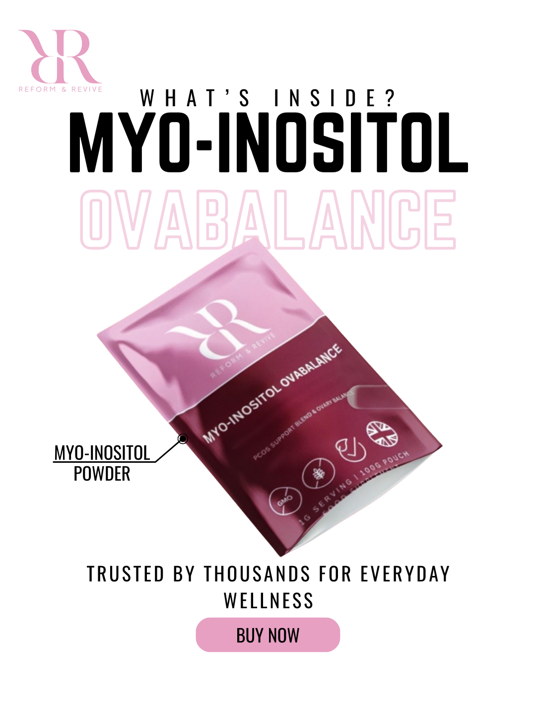 Myo-Inositol Powder – High Purity Inositol for PCOS, Stress & Hormonal Support 100 DAYS SUPPLY