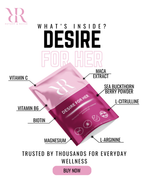 Total body balance wellness bundle featuring Desire for Her ingredients and benefits for women's wellness.