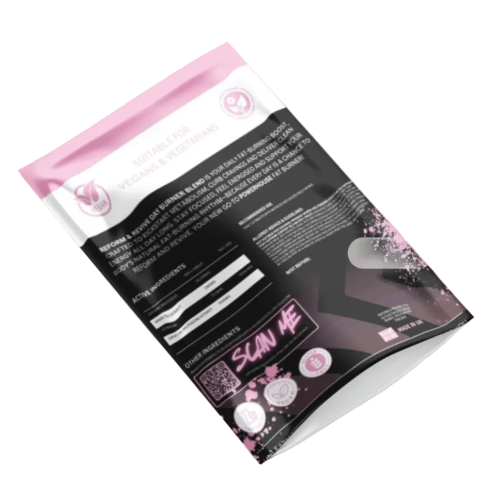 Women’s DayBurn Max Metabolism Support supplement packaging featuring key ingredients and usage instructions.