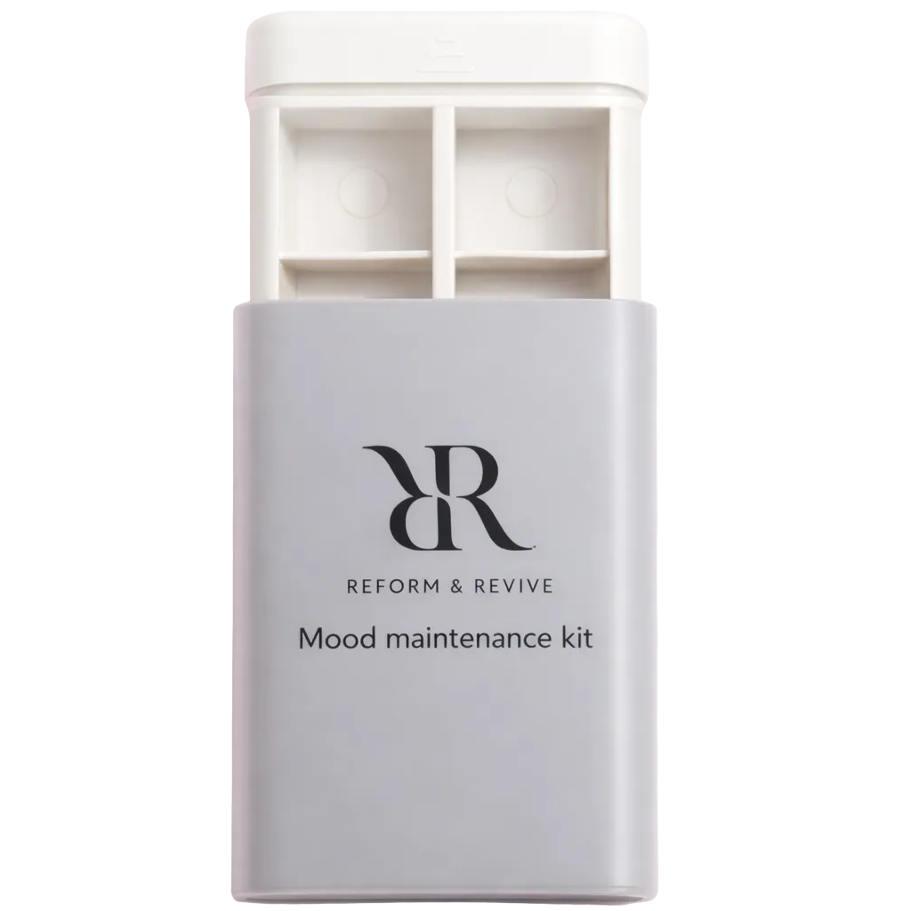 Reform & Revive Pocket Wellness Organiser for supplements, compact mood maintenance kit.