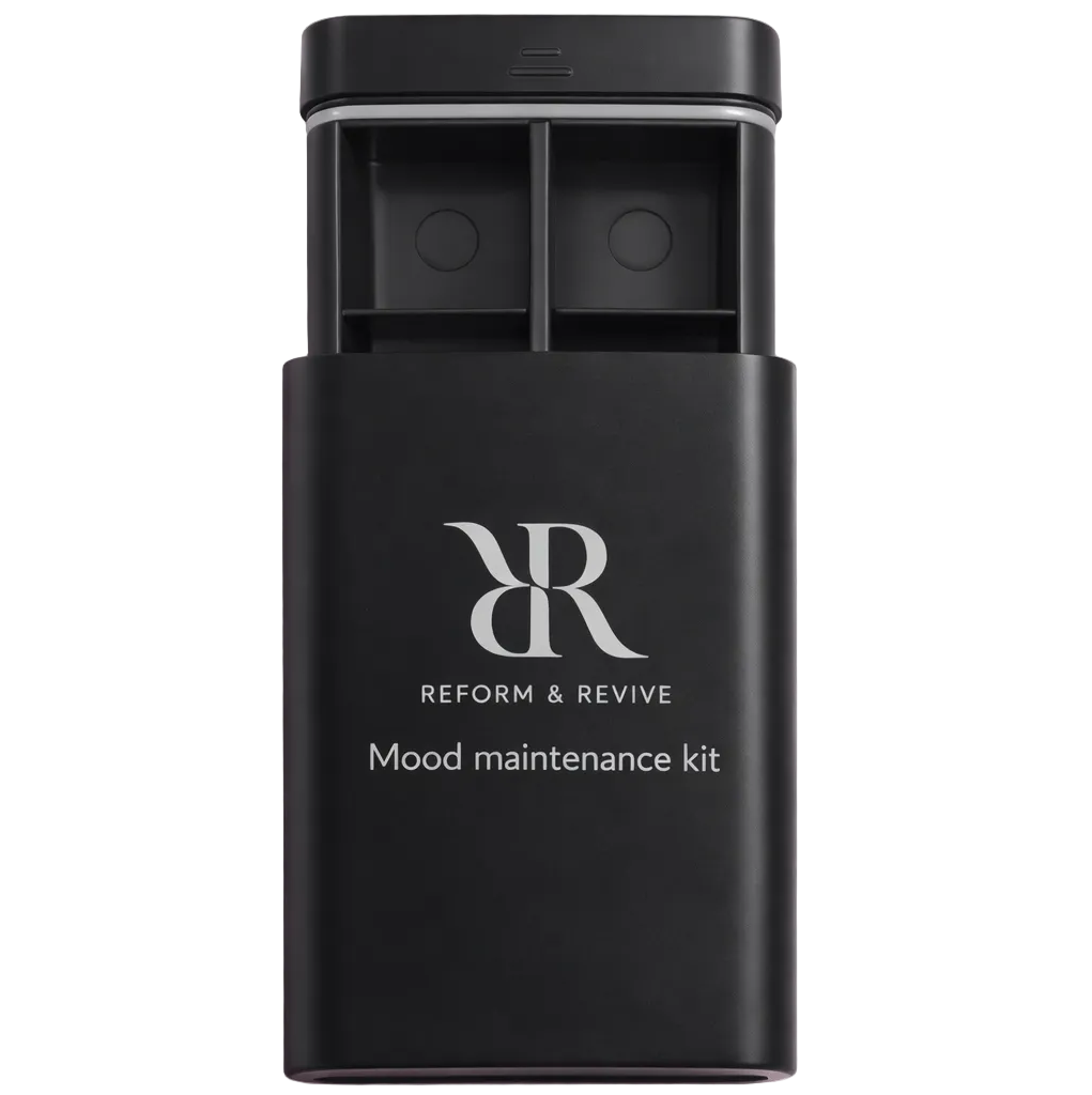 Reform & Revive Pocket Wellness Organiser for supplements in sleek black design.