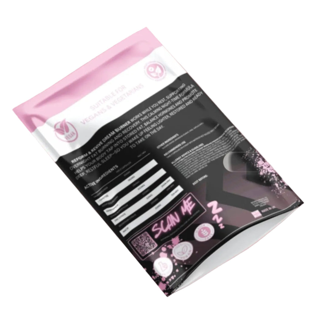 Day Burn & Dream Burn | AM & PM Bundle packaging showing supplement details and QR code.